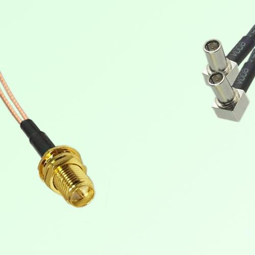 Splitter Y Type Cable RP SMA Bulkhead Female to MS147 Male Right Angle Splitter Y Type Cable RP SMA Bulkhead Female to MS147 Male Right Angle
