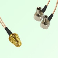 Splitter Y Type Cable RP SMA Bulkhead Female to TS9 Male Right Angle