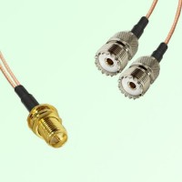 Splitter Y Type Cable RP SMA Bulkhead Female to UHF Female