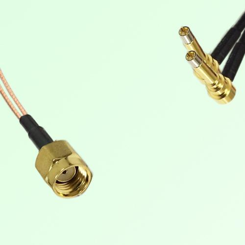 Splitter Y Type Cable RP SMA Male to MS156 Male Right Angle Splitter Y Type Cable RP SMA Male to MS156 Male Right Angle