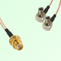 Splitter Y Type Cable SMA Bulkhead Female to TS9 Male Right Angle