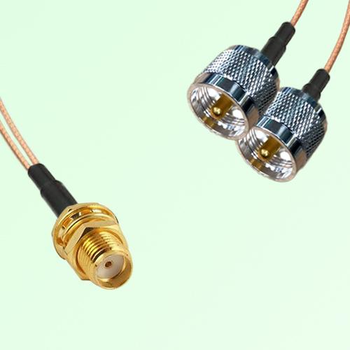 Splitter Y Type Cable SMA Bulkhead Female to UHF Male
